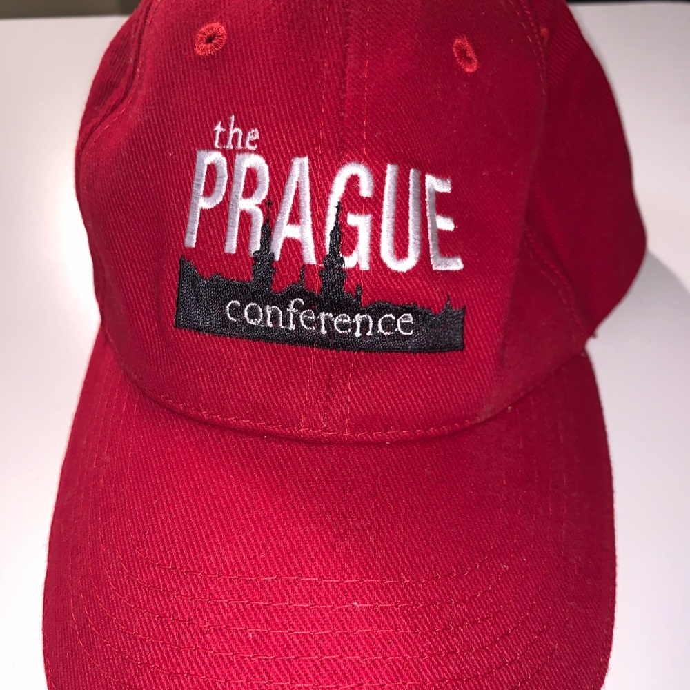 The Prague conference golf red embroidered hat baseball